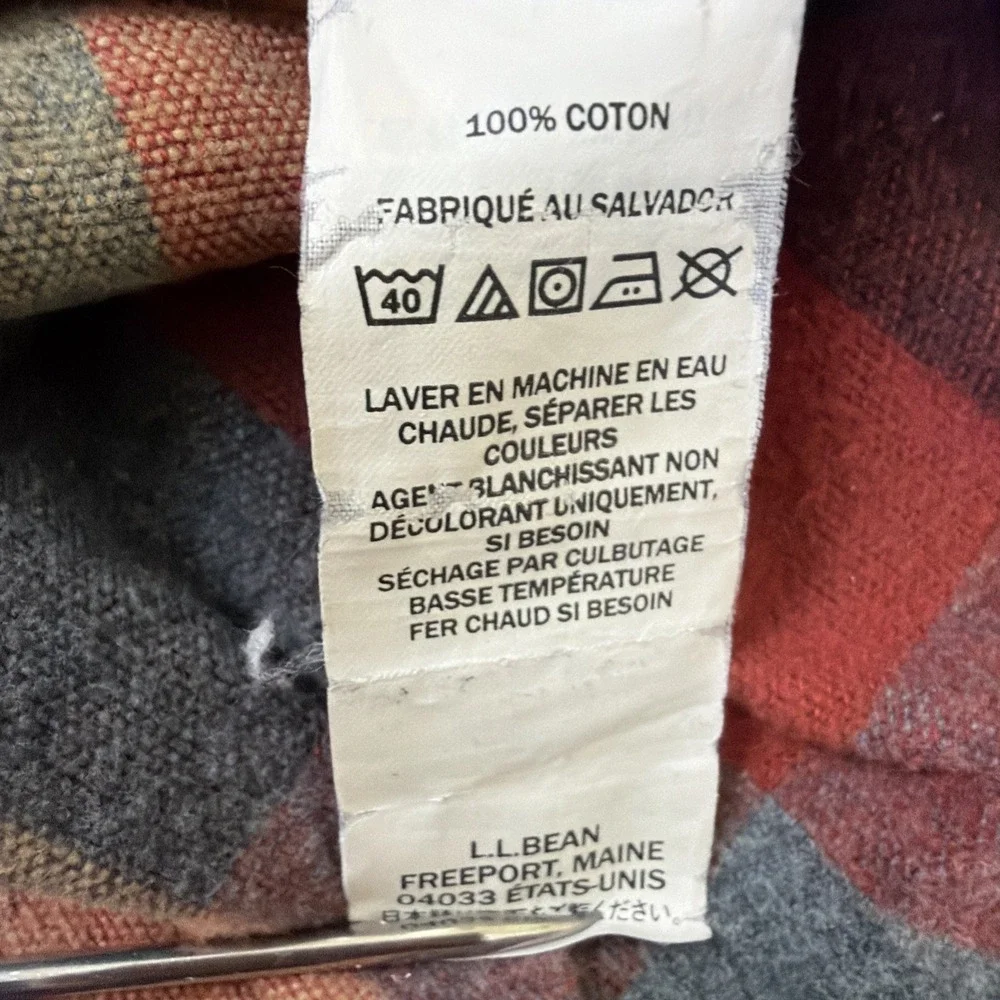 LL Bean Chamois Traditional Fit Plaid Flannel Heavy Autumn Orange Men XXL 277981